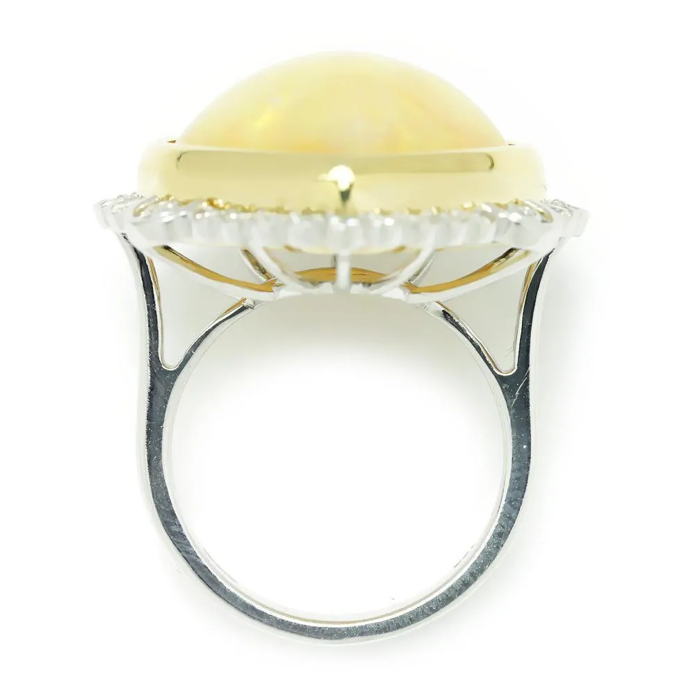 Australian Opal & Diamond Heart Ring Two Tone Gold 14.41ctw