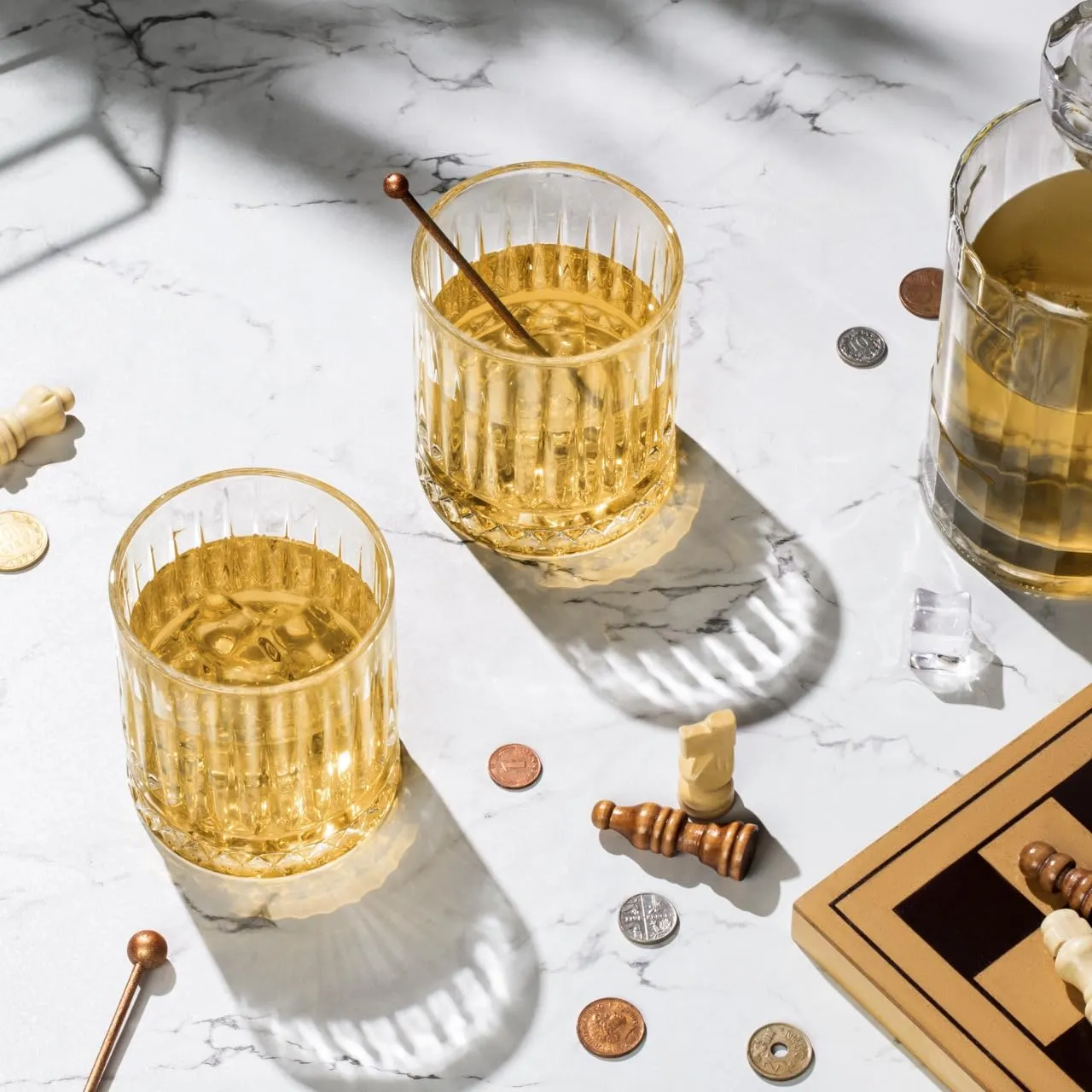Bar&More | Sirius | Premium Whiskey Glass | Set of 6 | 330ml & 350g | Scotch, Bourbon, Textured, Crystal Glass | Whiskey Glassware Gift Set | Luxurious Lowball Glass Tumblers