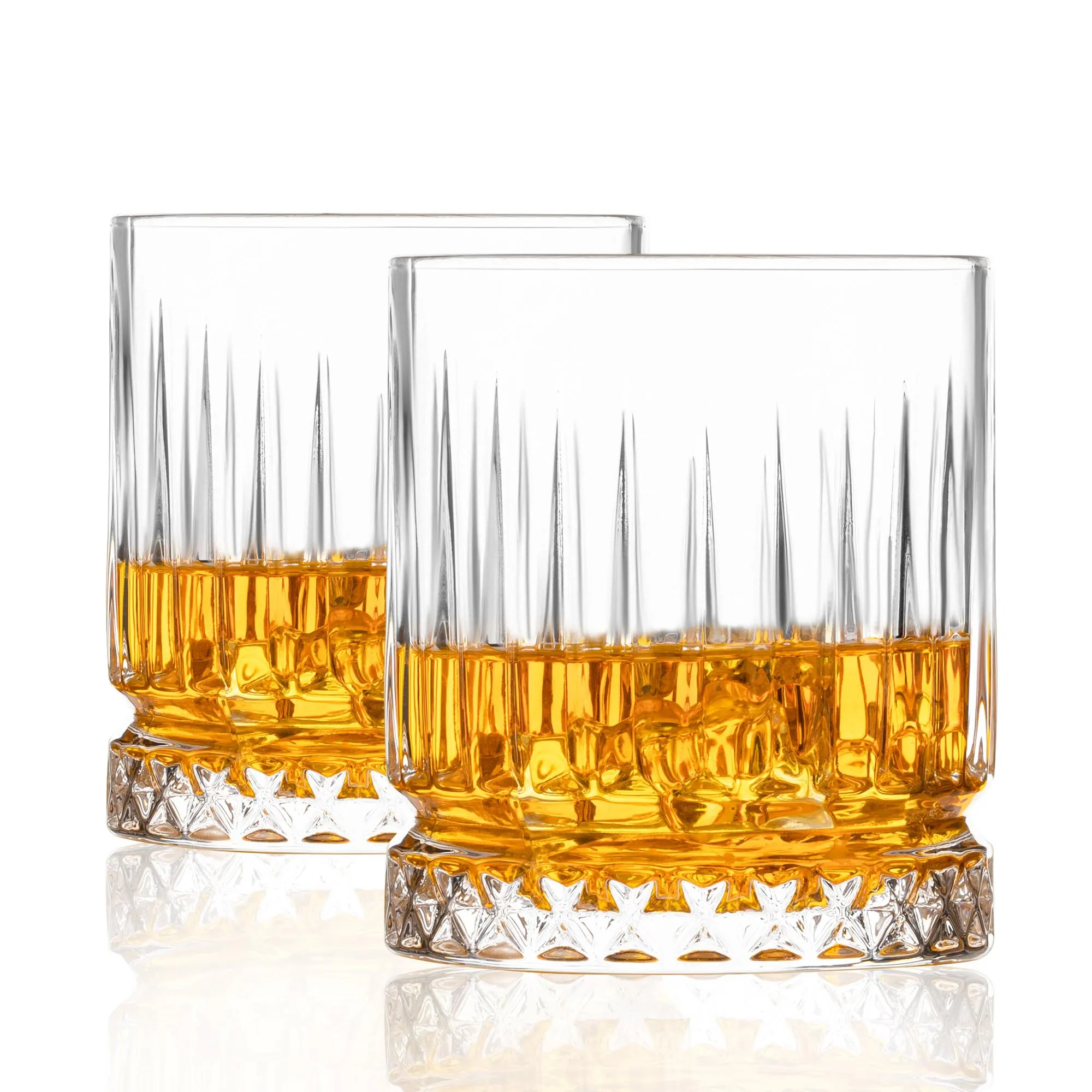 Bar&More | Sirius | Premium Whiskey Glass | Set of 6 | 330ml & 350g | Scotch, Bourbon, Textured, Crystal Glass | Whiskey Glassware Gift Set | Luxurious Lowball Glass Tumblers