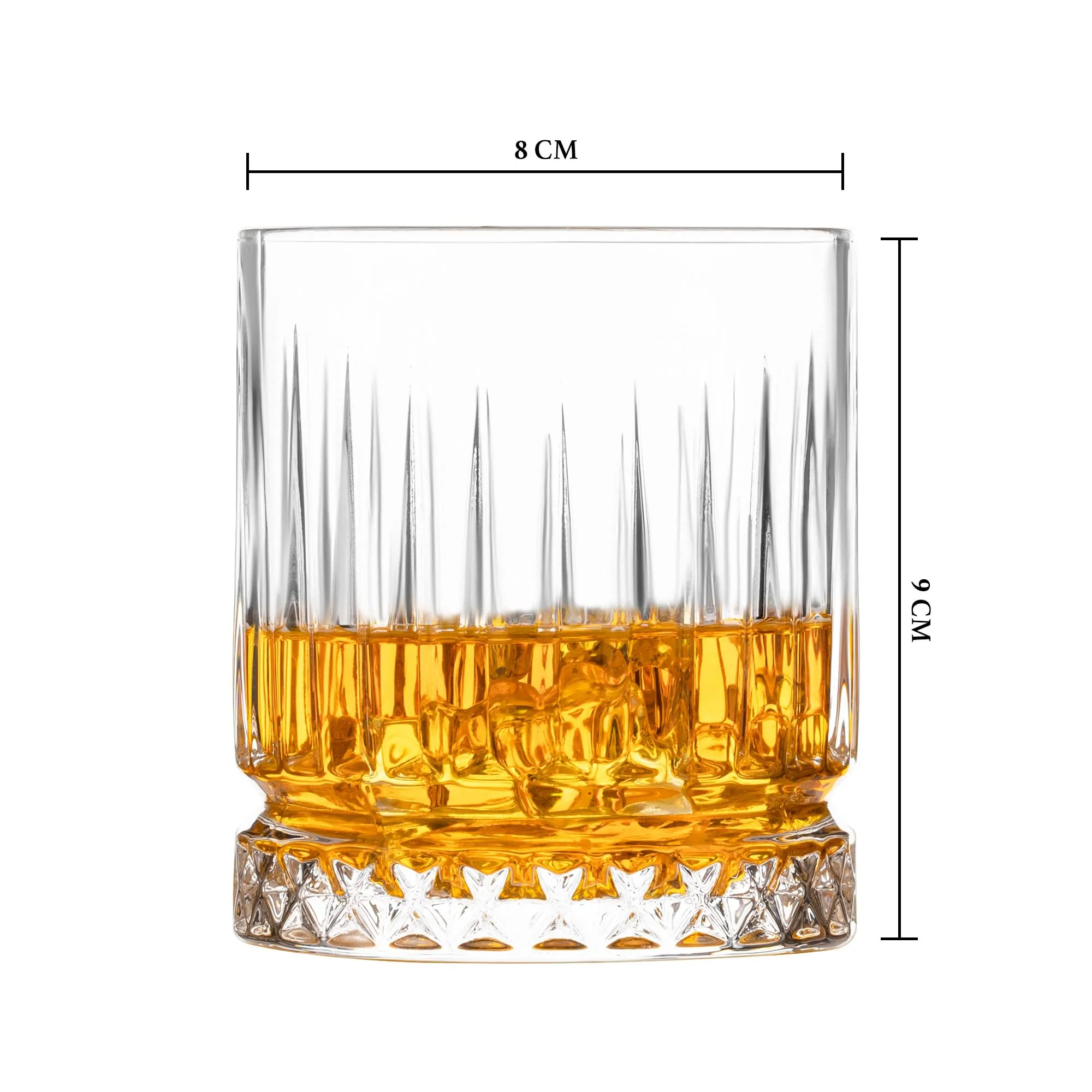 Bar&More | Sirius | Premium Whiskey Glass | Set of 6 | 330ml & 350g | Scotch, Bourbon, Textured, Crystal Glass | Whiskey Glassware Gift Set | Luxurious Lowball Glass Tumblers