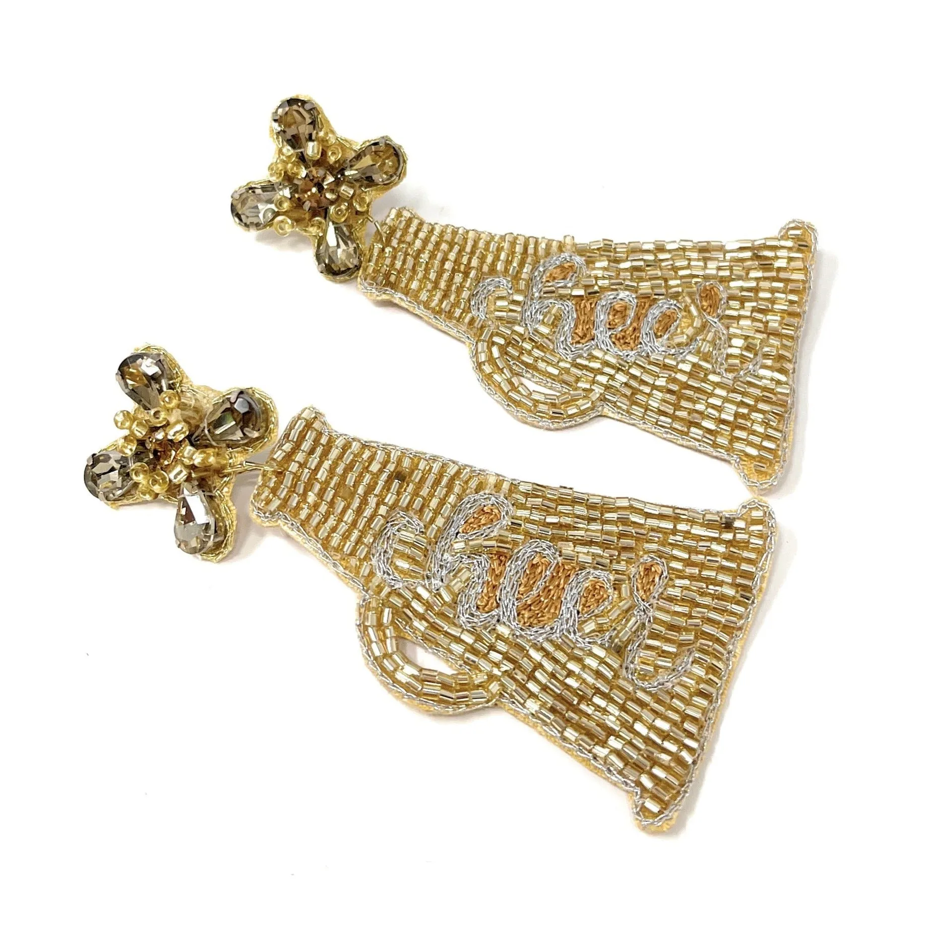 Beaded Gold Cheer Earrings