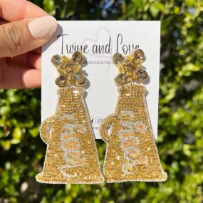 Beaded Gold Cheer Earrings