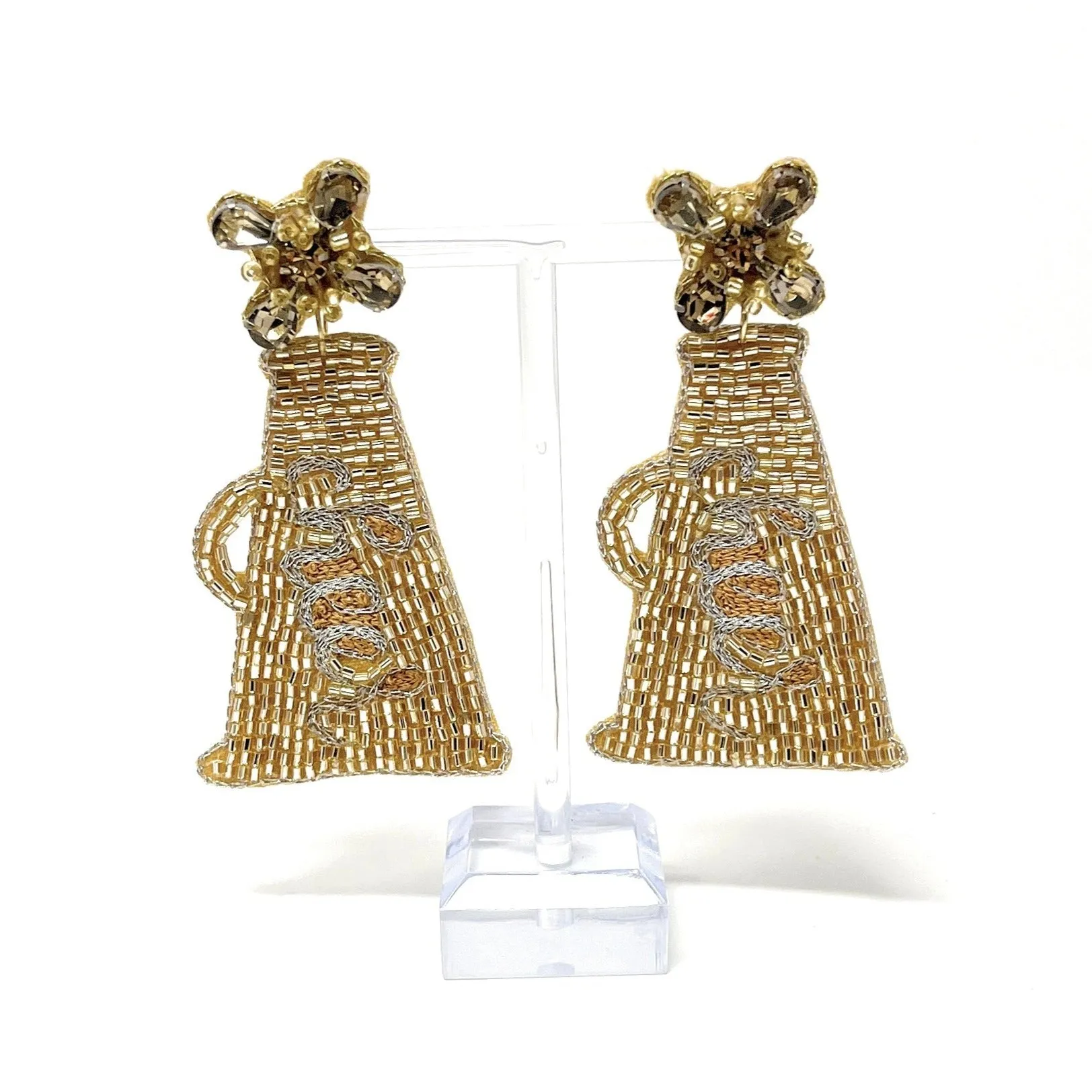 Beaded Gold Cheer Earrings