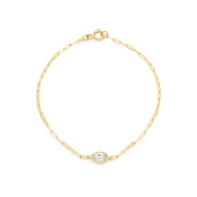 Bezel Oval Bracelet | 14K Gold & White Topaz