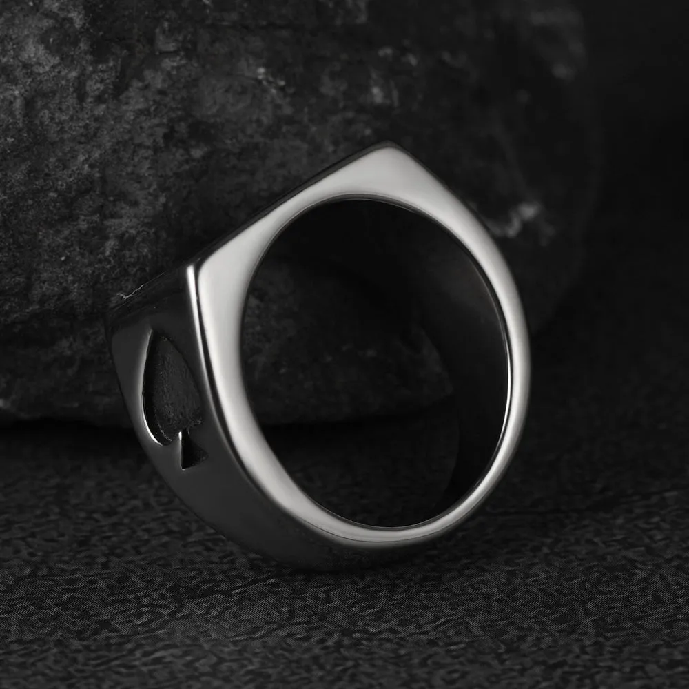 Biker Poker Spade A Ring for Men