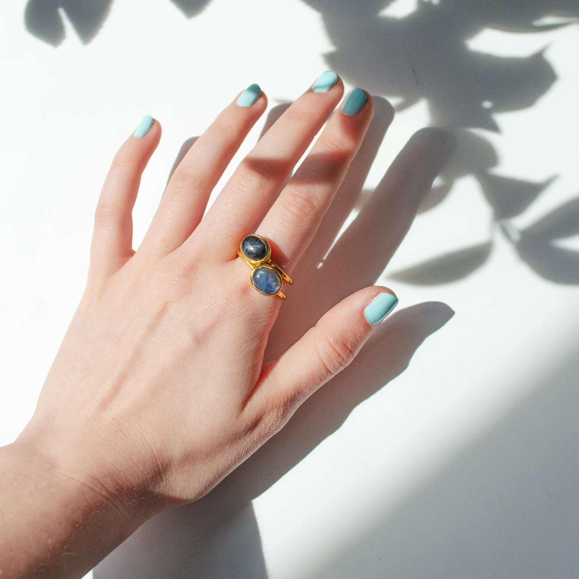 Black Copper Obsidian Cabochon Oval Ring