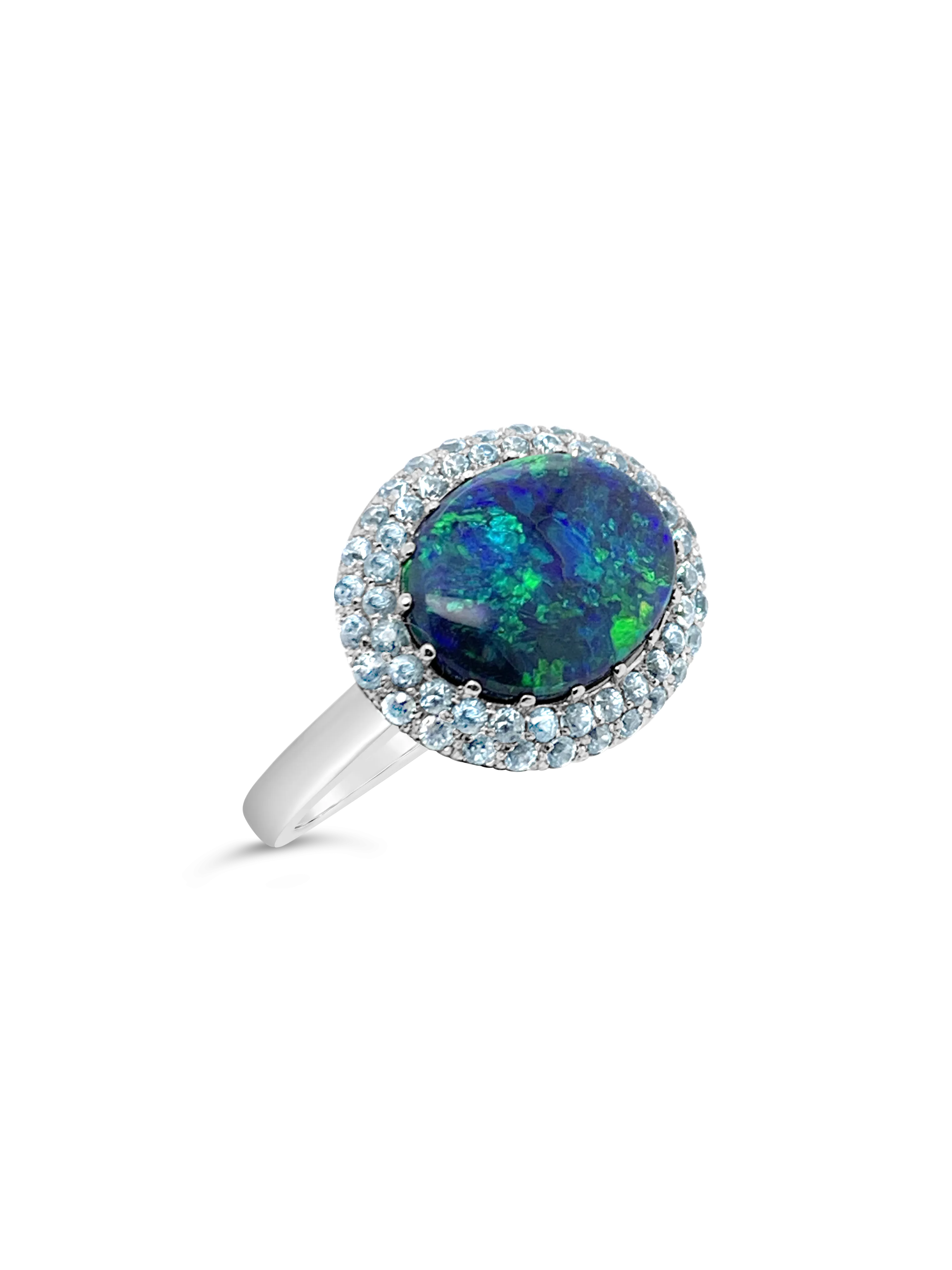 Black Opal & Blue Zircon Ring