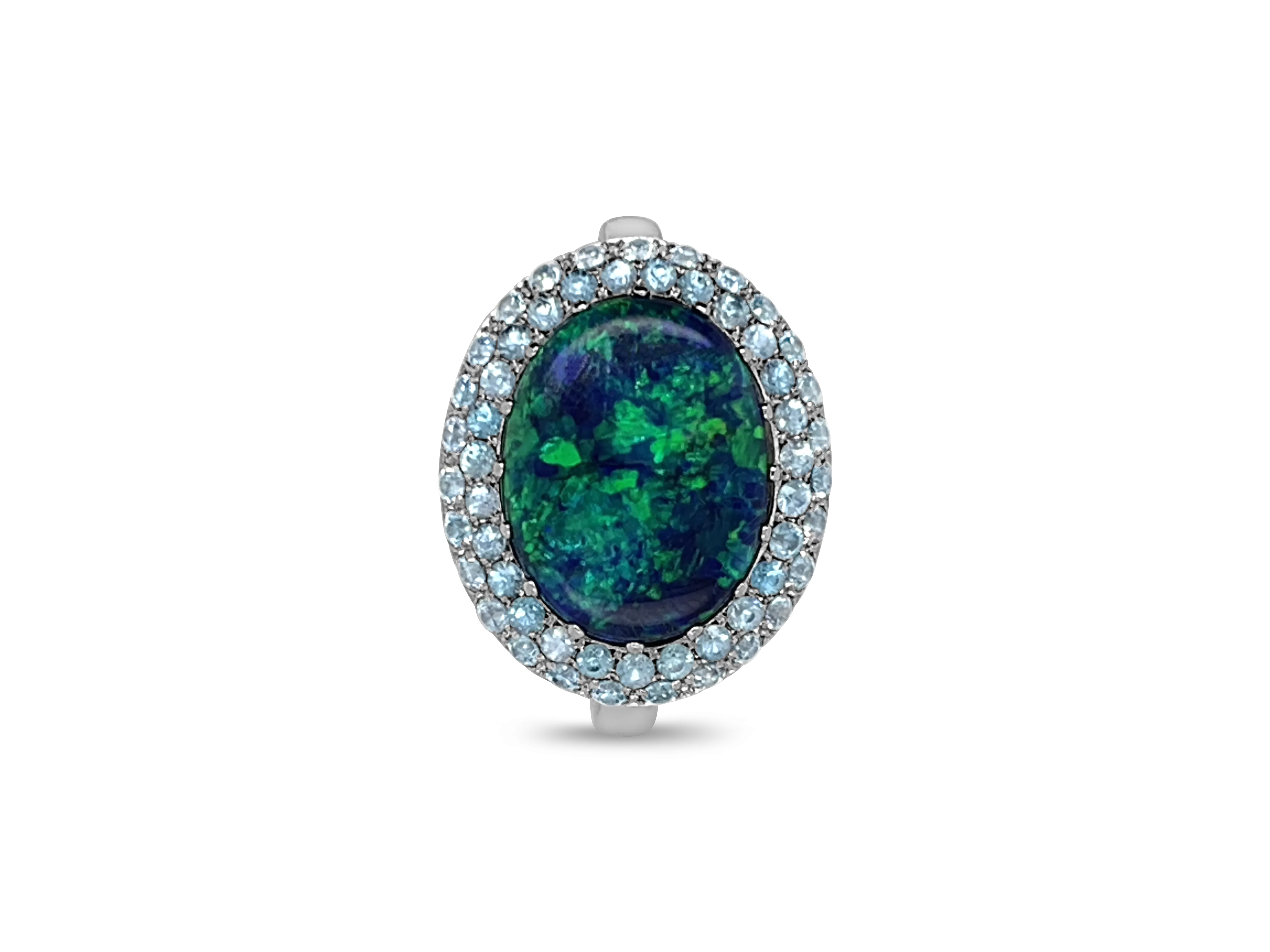 Black Opal & Blue Zircon Ring