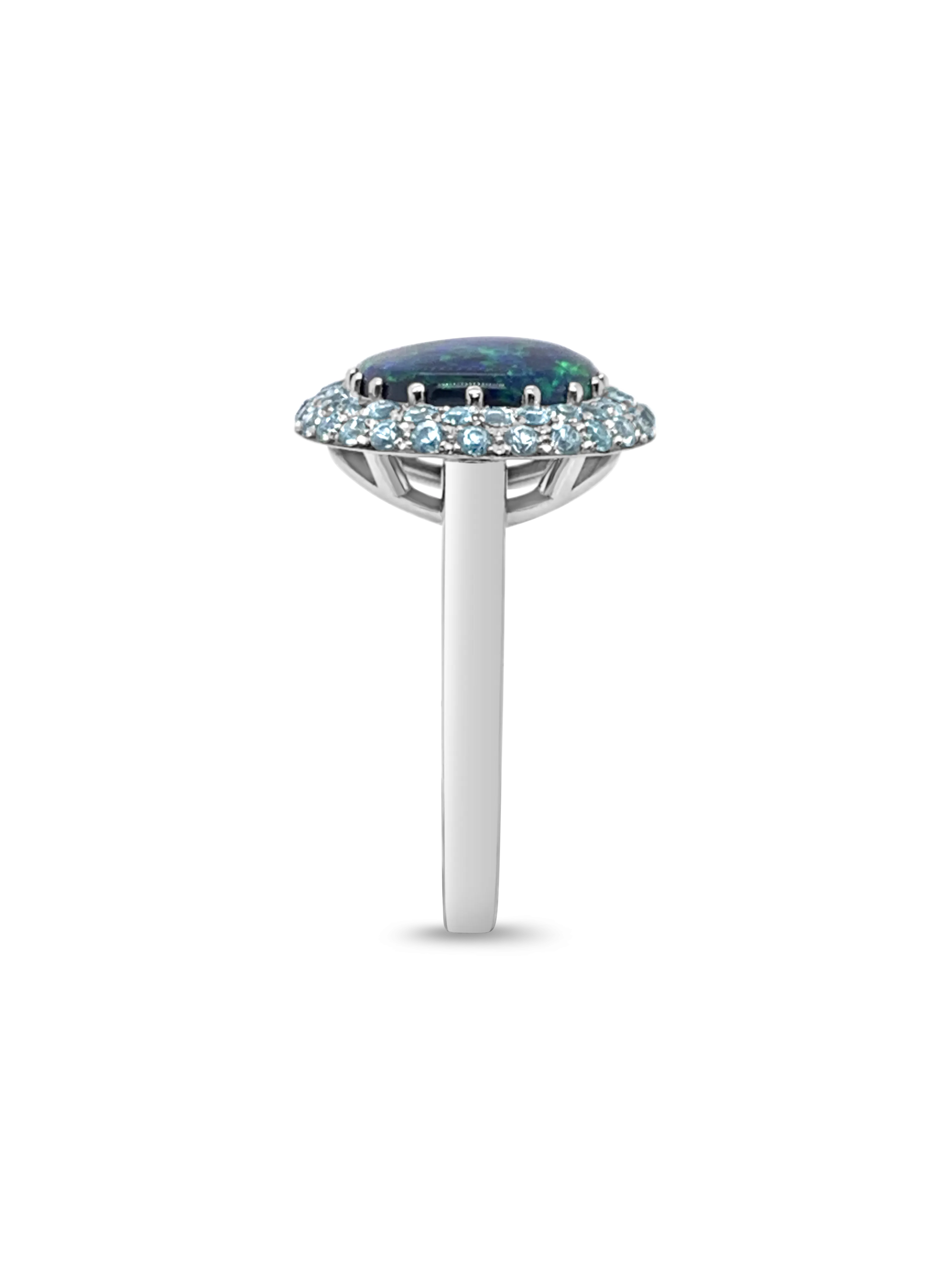Black Opal & Blue Zircon Ring