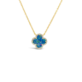 Black Opal Clover Pendant