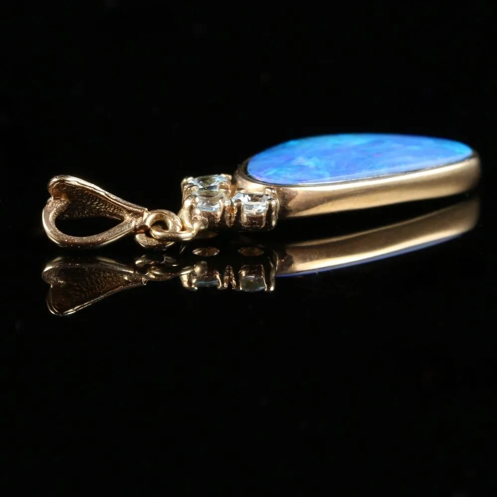 Black Opal White Sapphire Gold Pendant Rose Gold