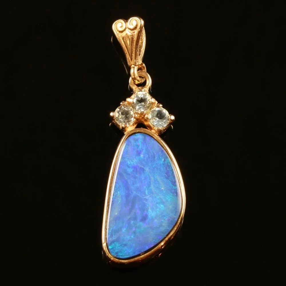 Black Opal White Sapphire Gold Pendant Rose Gold