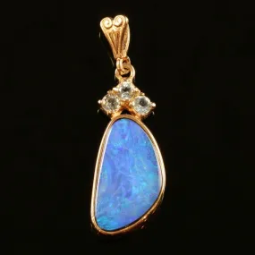 Black Opal White Sapphire Gold Pendant Rose Gold