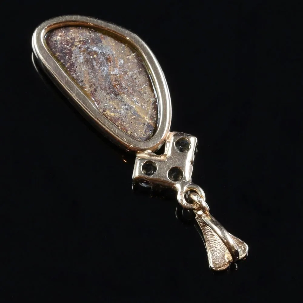 Black Opal White Sapphire Gold Pendant Rose Gold