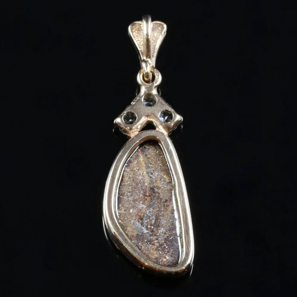 Black Opal White Sapphire Gold Pendant Rose Gold