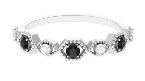 Black Spinel and Diamond Half Eternity Ring in Prong Setting