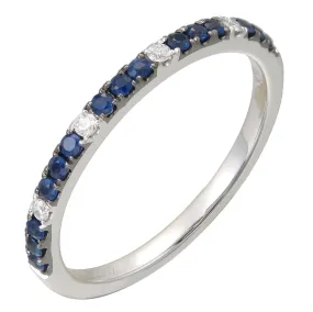 Blue Sapphire Half Eternity Band in Black RhodiumHalf