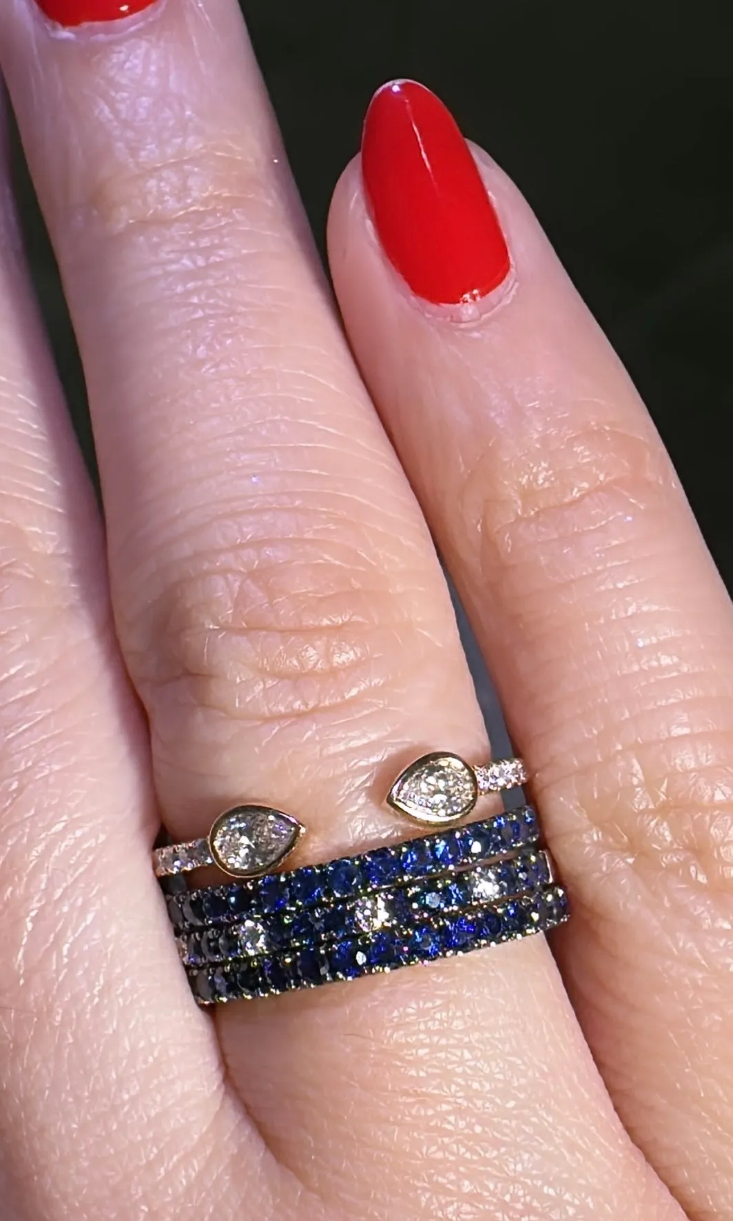 Blue Sapphire Half Eternity Band in Black RhodiumHalf