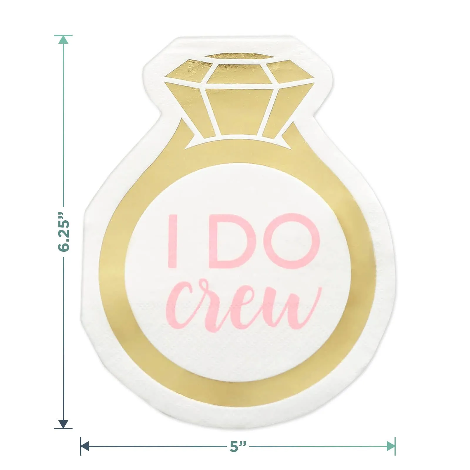 Bridal and Bachelorette Party Gold Diamond Ring & Champagne Bottle Cocktail Napkins, Clear Beverage Tumblers, and Champagne Bubble Balloon Kit (Serves 20)
