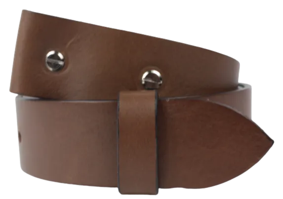Brown 1.25 Inch (32mm) Buckleless Leather Belt Strap Chicago Screws