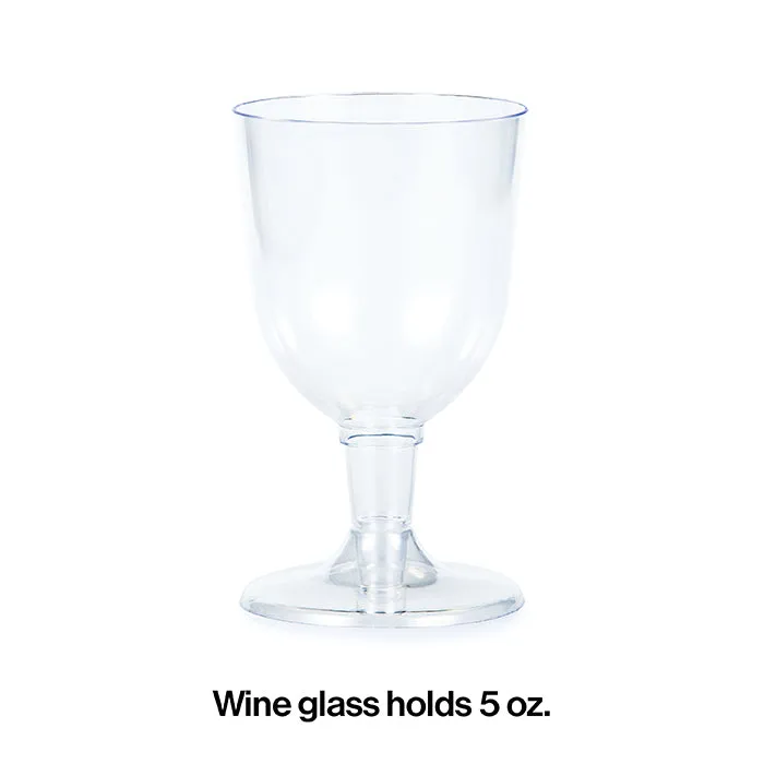 Bulk Pack of 12 Clear Plastic Wine Glasses 5 Oz