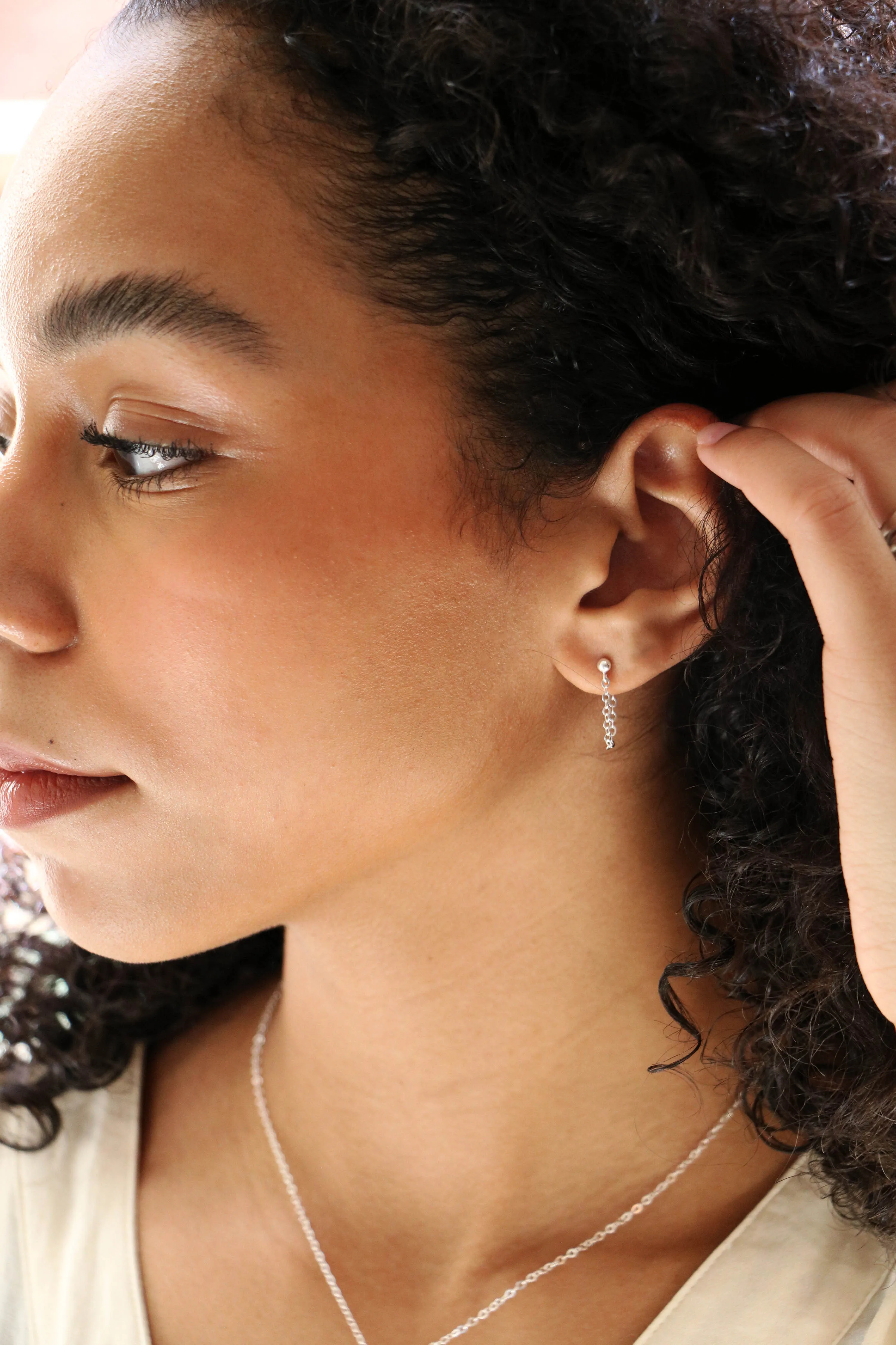 cable chain loop earrings { silver   gold }