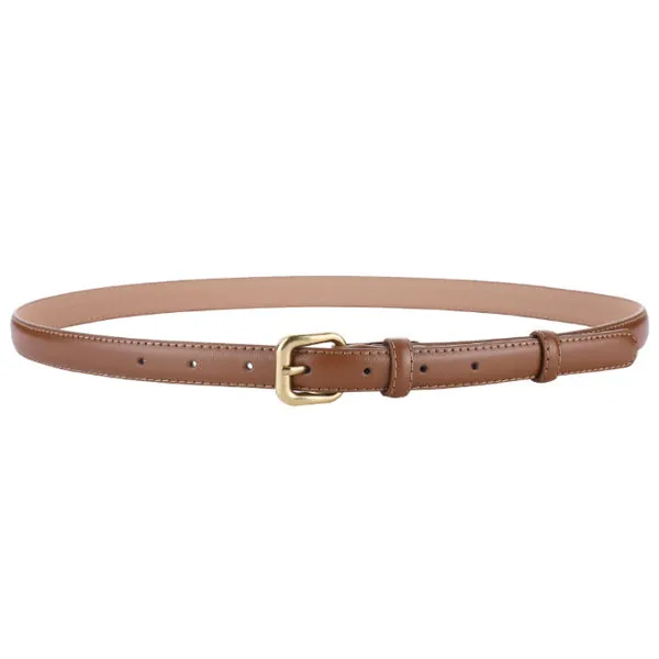 Caramel Women's Leather Belts with Gold Buckle 焦糖色女士金扣皮帶 KCBELT1112
