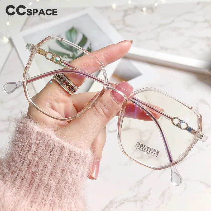 CCspace Women's Full Rim Polygon TR 90 Alloy Myopic Reading Glasses 56224