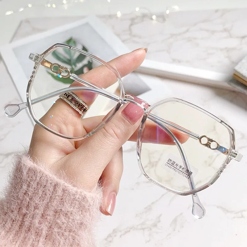 CCspace Women's Full Rim Polygon TR 90 Alloy Myopic Reading Glasses 56224