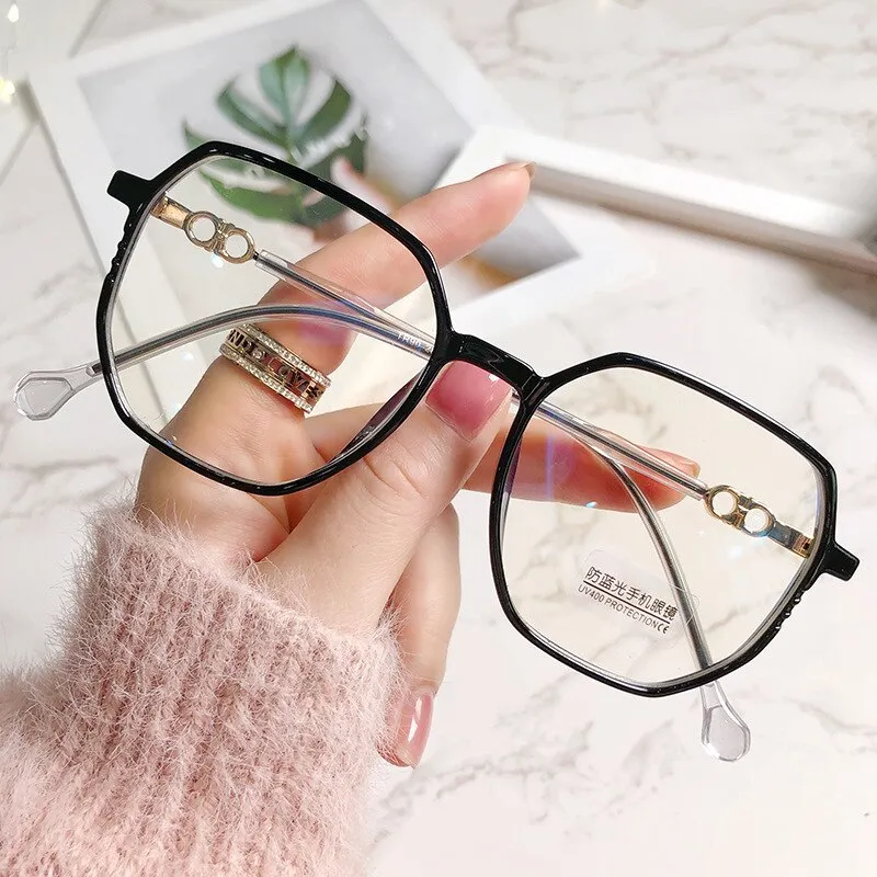 CCspace Women's Full Rim Polygon TR 90 Alloy Myopic Reading Glasses 56224