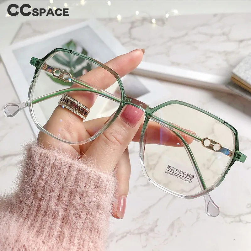 CCspace Women's Full Rim Polygon TR 90 Alloy Myopic Reading Glasses 56224