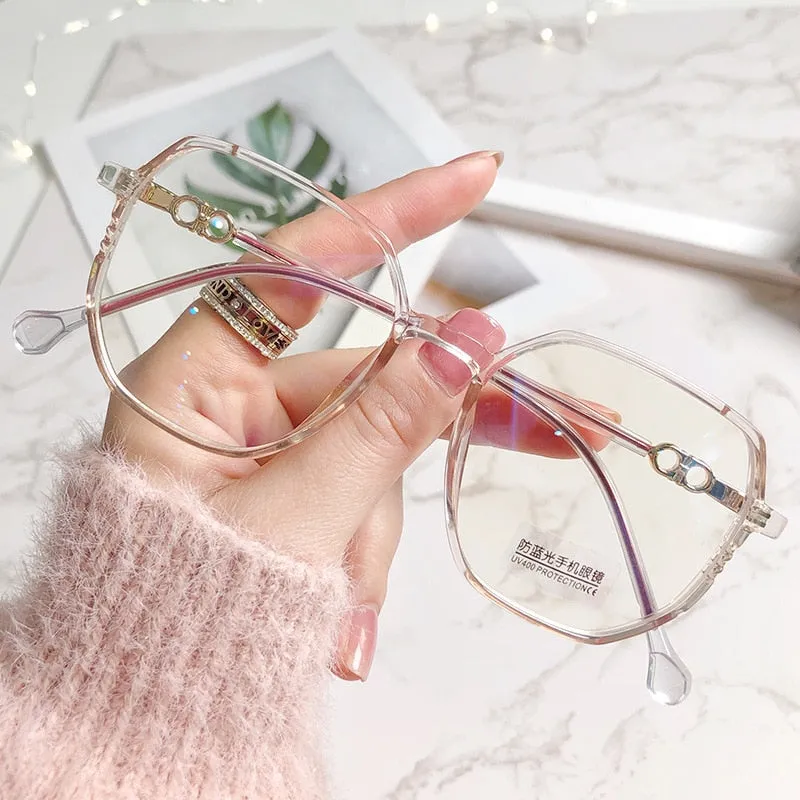 CCspace Women's Full Rim Polygon TR 90 Alloy Myopic Reading Glasses 56224