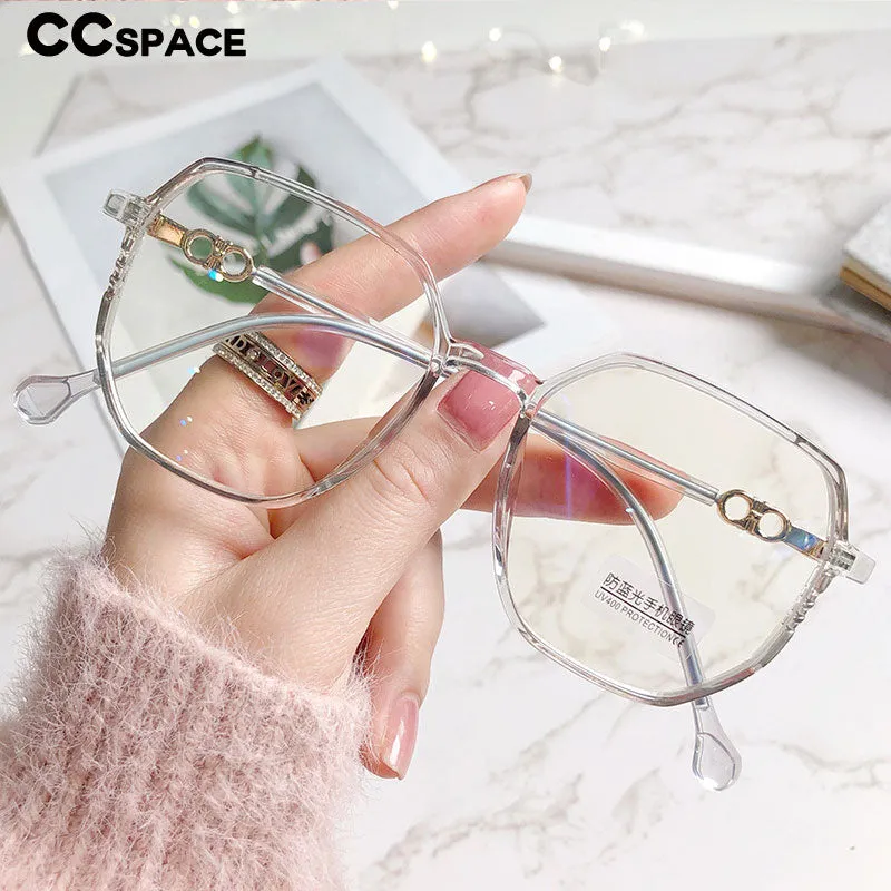 CCspace Women's Full Rim Polygon TR 90 Alloy Myopic Reading Glasses 56224