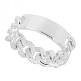 Chain And Id Engravable Silver Ring R3819