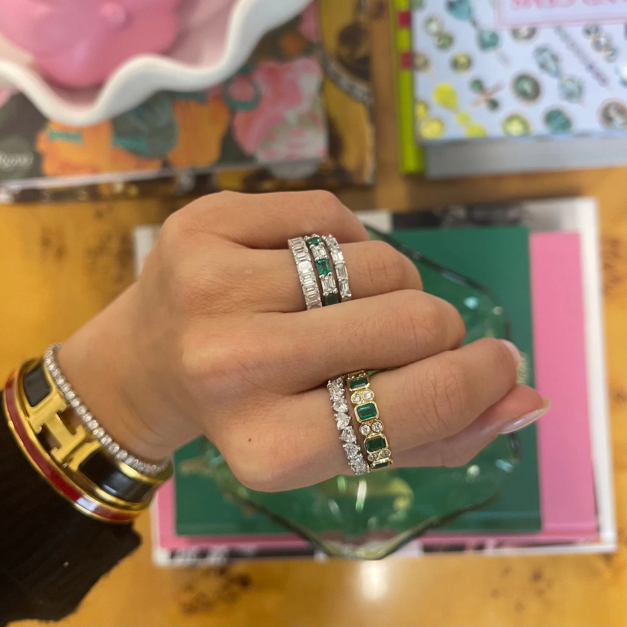 Chasing Diamond & Gemstone Emerald Cut Band