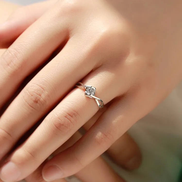 Classical Female AAA Crystal Zircon Stone Infinite Ring Silver color Finger Ring Promise Engagement Rings for Women