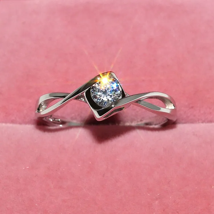 Classical Female AAA Crystal Zircon Stone Infinite Ring Silver color Finger Ring Promise Engagement Rings for Women