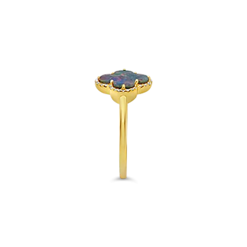 Clover Shaped Opal & Diamond Ring