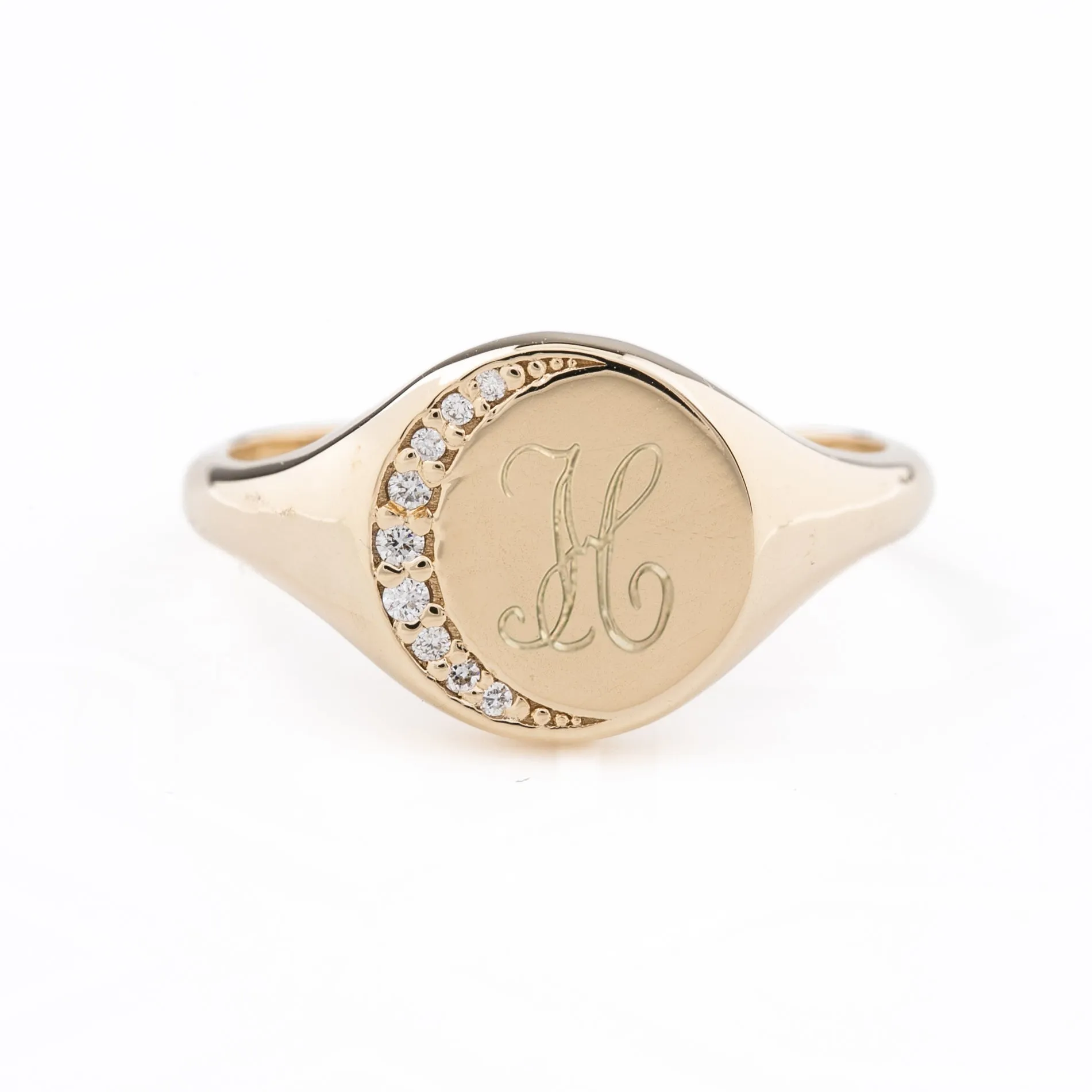 Crescent Moon Engravable Signet Ring