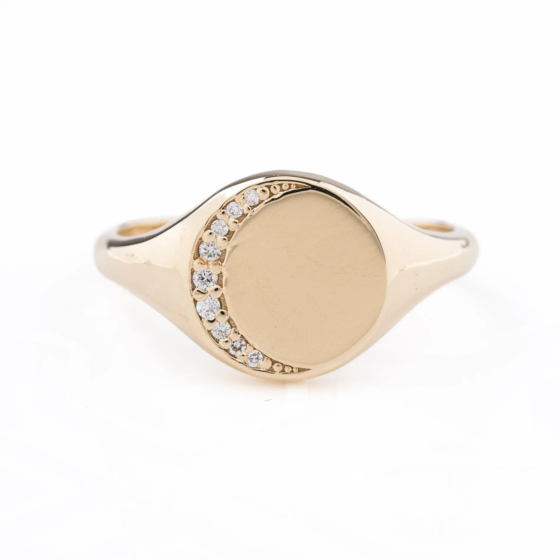 Crescent Moon Engravable Signet Ring