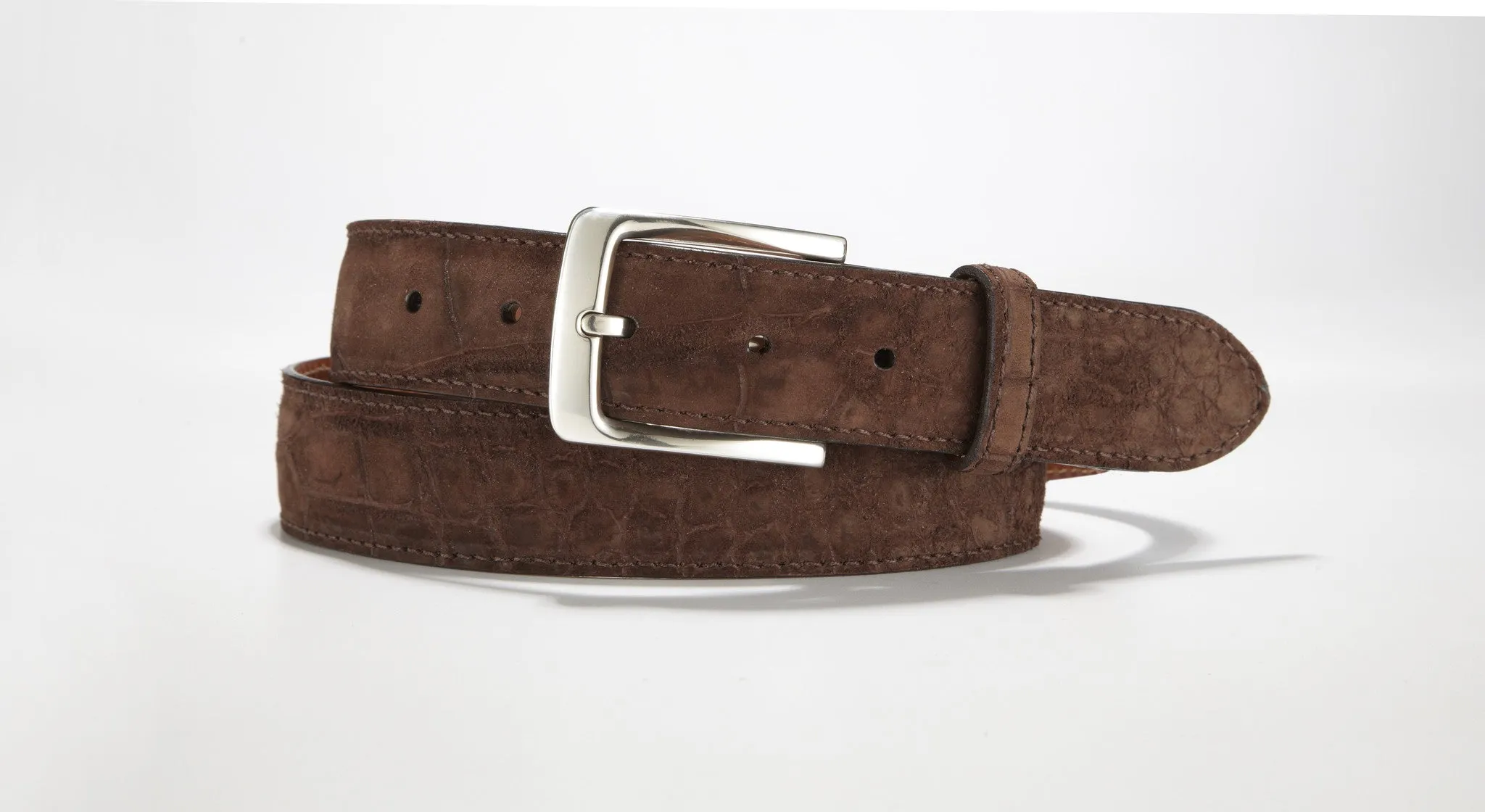 Crocodile Suede Belt 1 3/8" - 35mm (Tan)