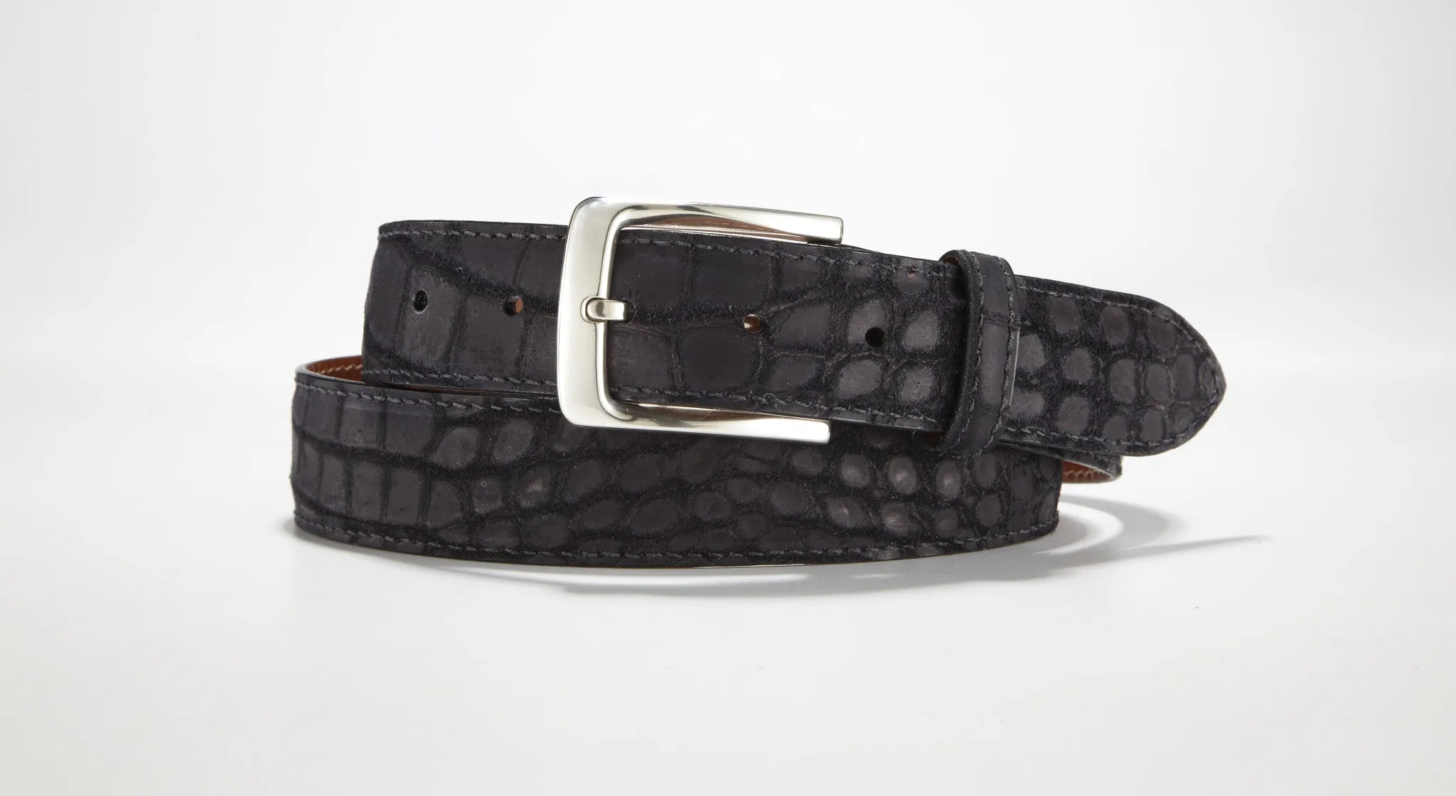 Crocodile Suede Belt 1 3/8" - 35mm (Tan)