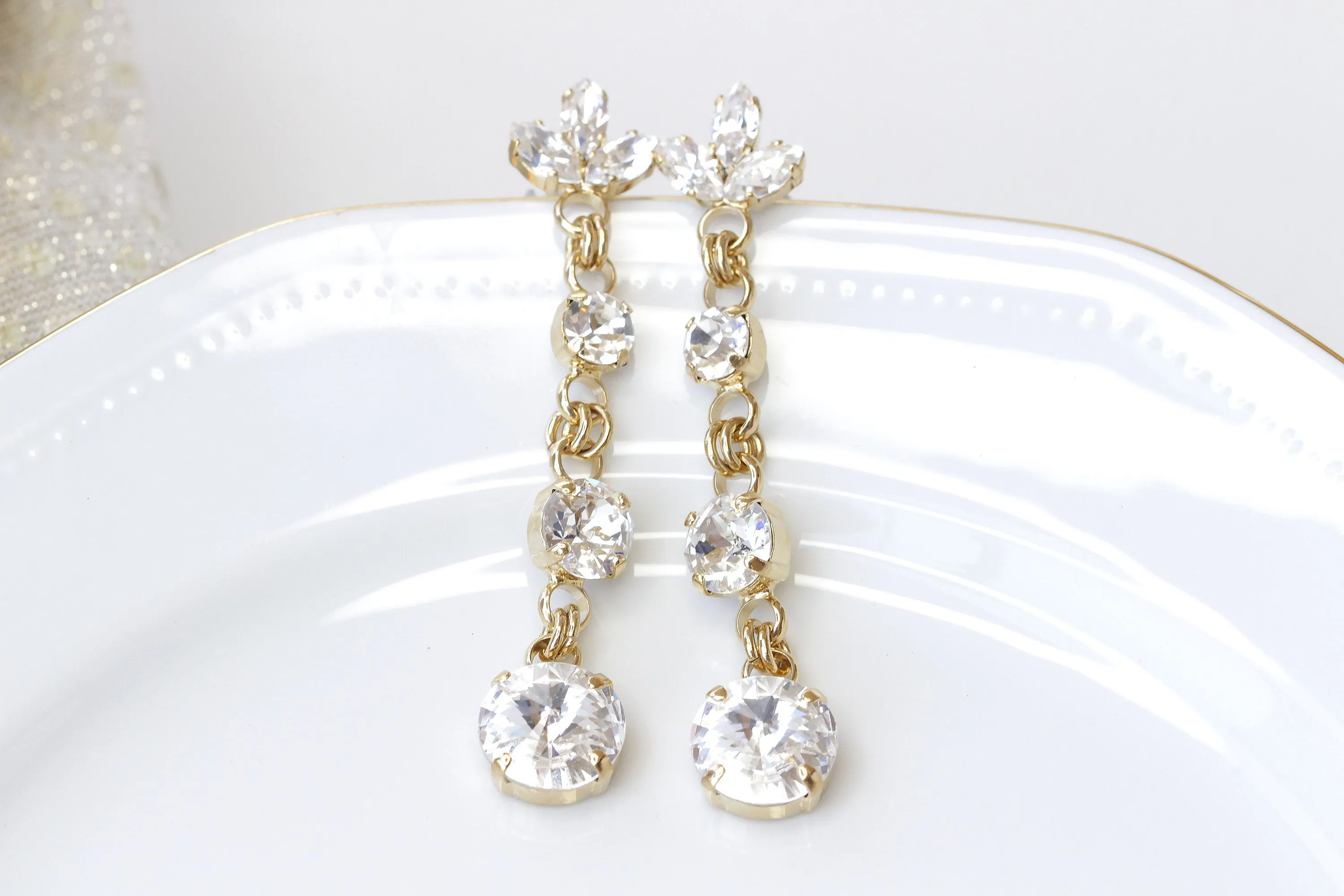 CRYSTAL BRIDAL LONG Earrings