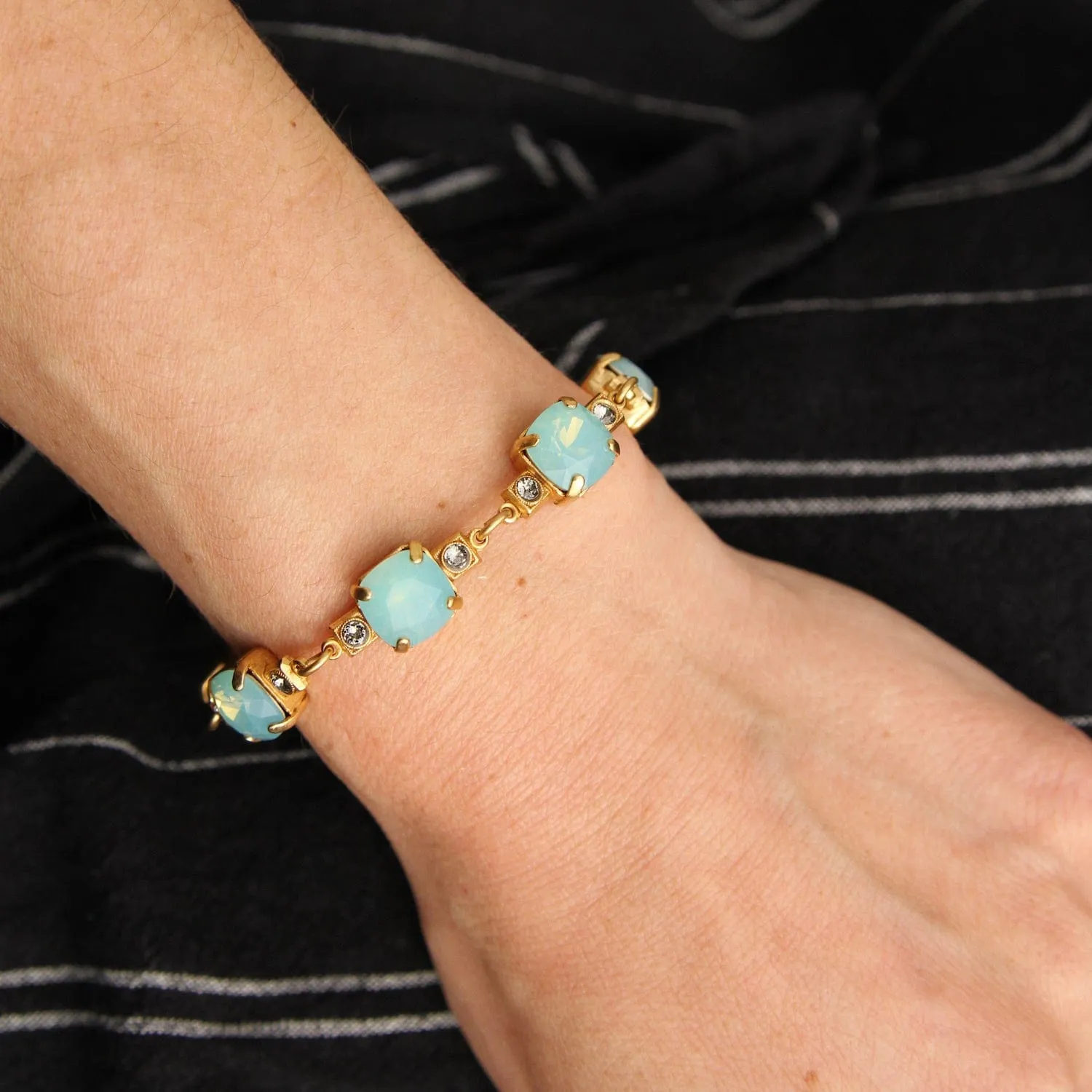Crystal Link Chain Bracelet - Pacific Opal - Gold