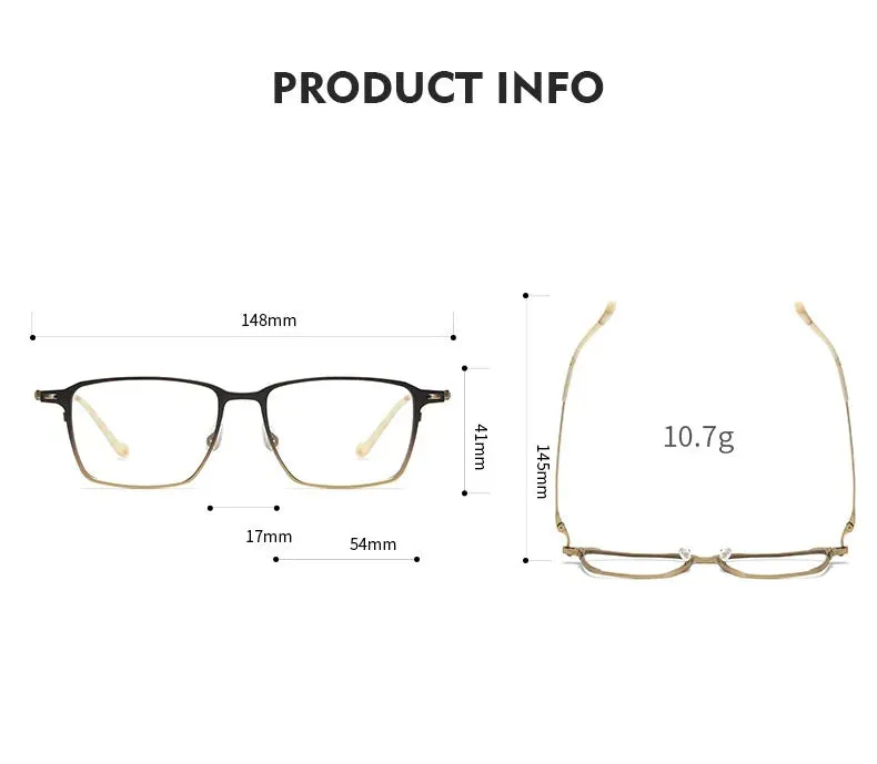 Cubojue Mens Full Rim Square Titanium Reading Glasses Bg71697