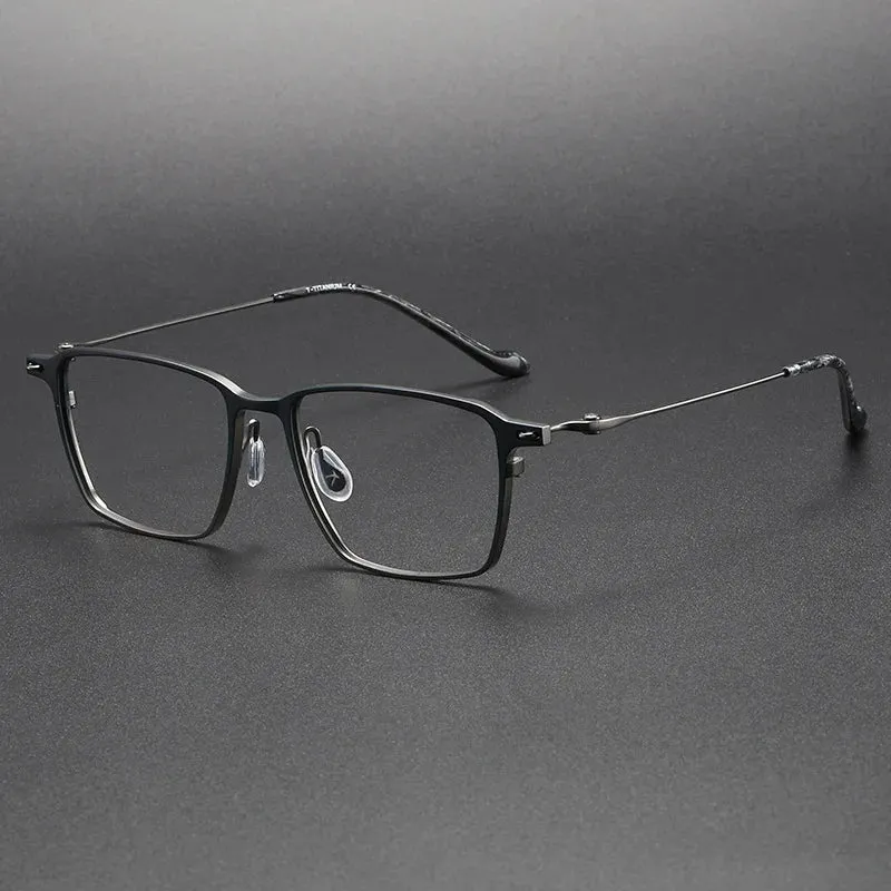 Cubojue Mens Full Rim Square Titanium Reading Glasses Bg71697