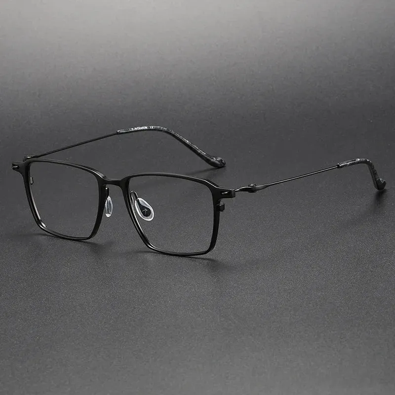 Cubojue Mens Full Rim Square Titanium Reading Glasses Bg71697
