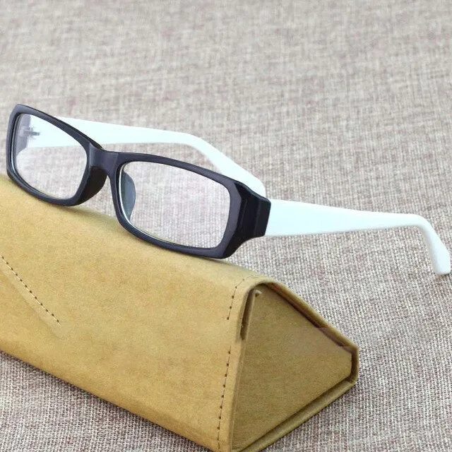 Cubojue Unisex Full Rim Rectangle Tr 90 Titanium Myopia Reading Glasses 2819