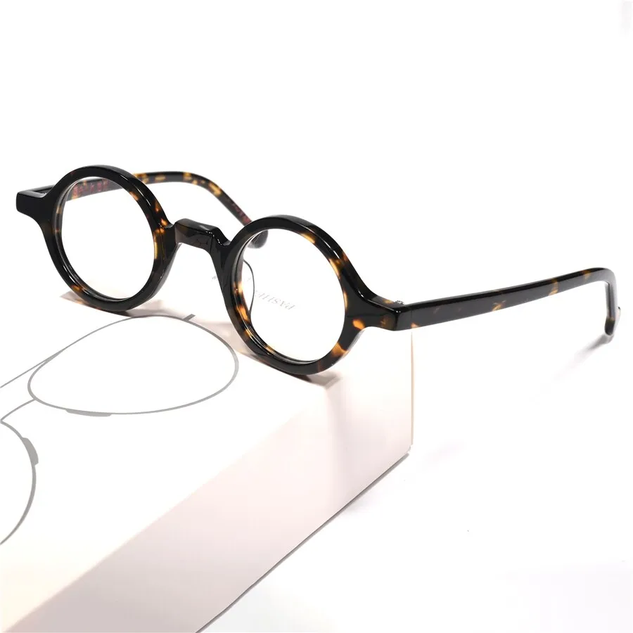 Cubojue Unisex Full Rim Small Round 38mm Acetate Hyperopic Reading Glasses A916