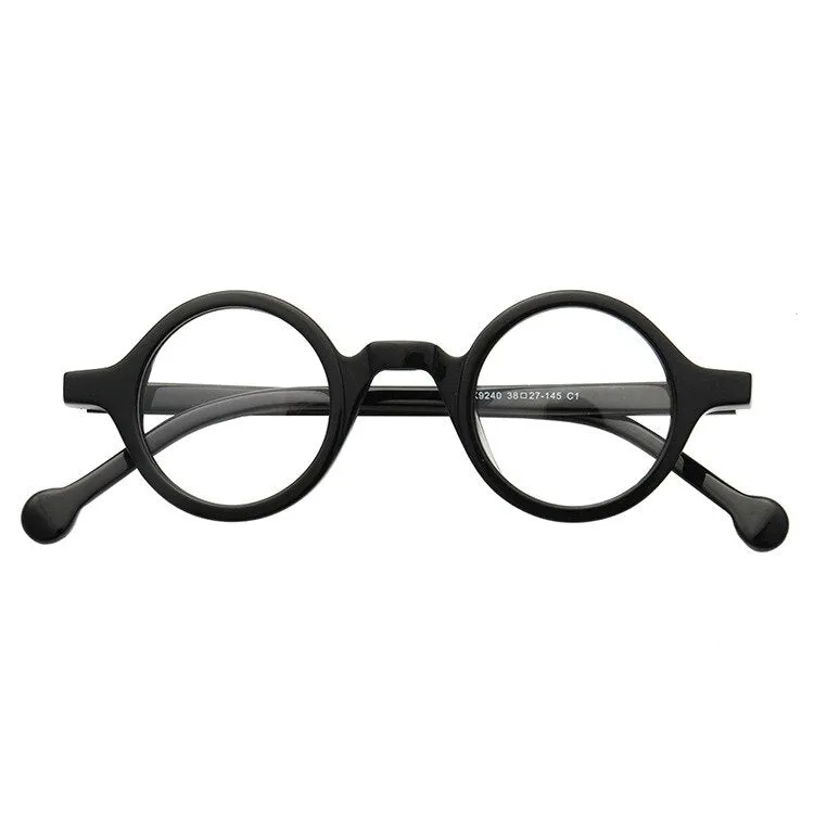Cubojue Unisex Full Rim Small Round 38mm Acetate Hyperopic Reading Glasses A916
